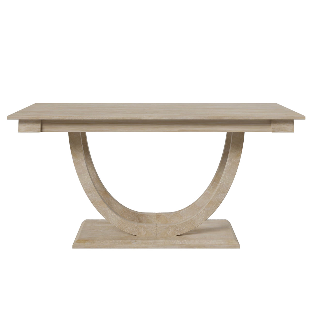 TOPMAX Modern Style Natural Wood 6-Piece Dining Table Set with Bench and Chairs, Upholstered Seats, Rubberwood Frame