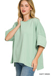 Zenana Full Size Scuba Round Neck Top With Side Slits Plus Size