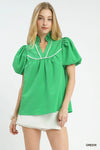 Umgee Textured Puff Sleeve Blouse