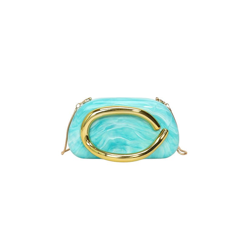 Acrylic Evening Clutch | Metallic Handle Party Bag with Chain Strap(MAC354)