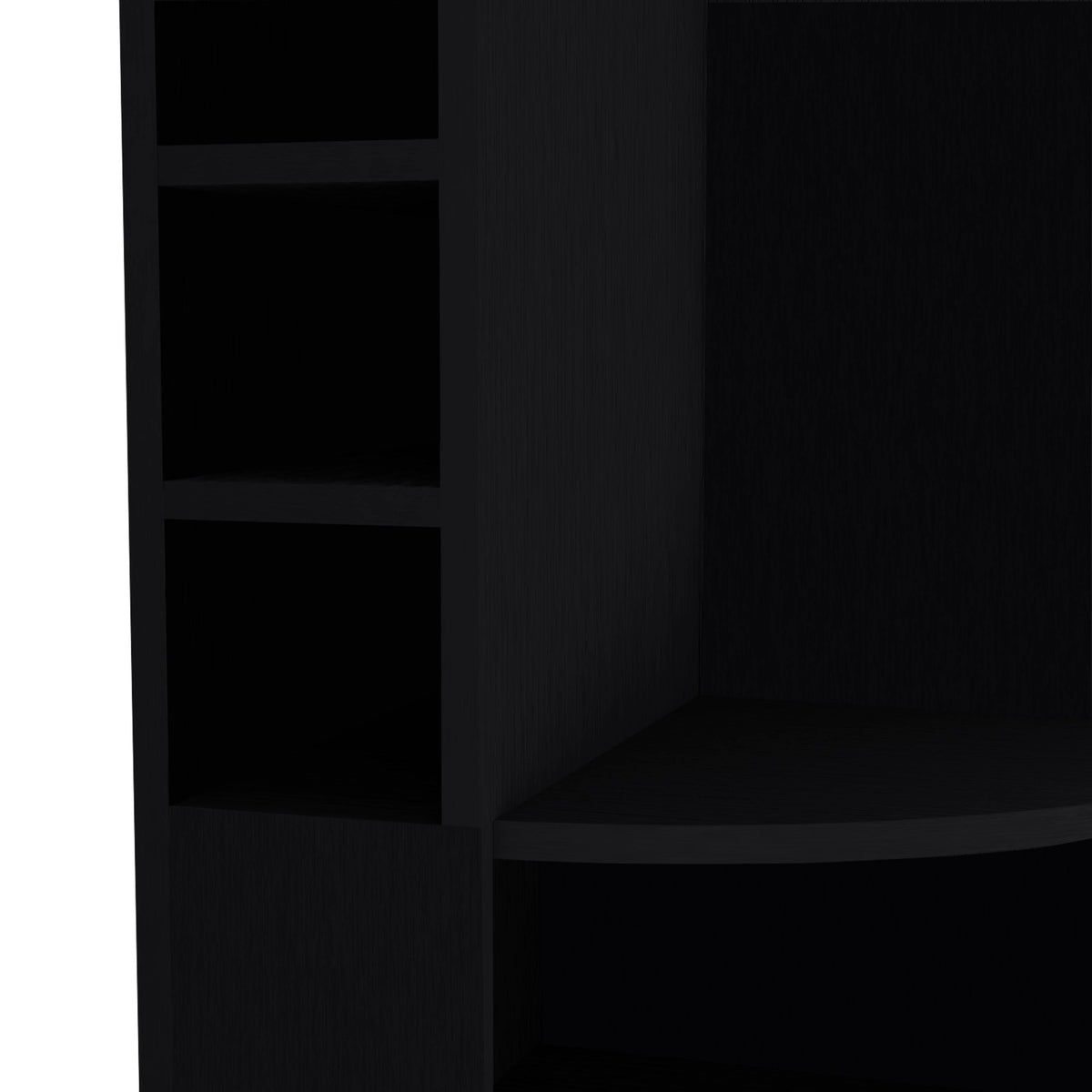 FM FURNITURE Clifton Corner Bar Cabinet, with 5 shelves,Cup Hanger and Eight Built-in Wine Rack, Black