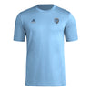 adidas Mens Size Short Sleeve Pre-Game T-Shirt Smoke Blue/Sporting Kansas City Large Tall