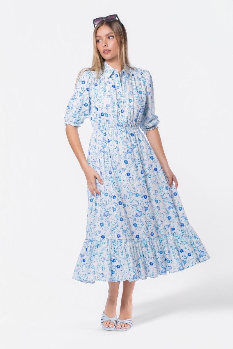 Amy Dress (White Blue)