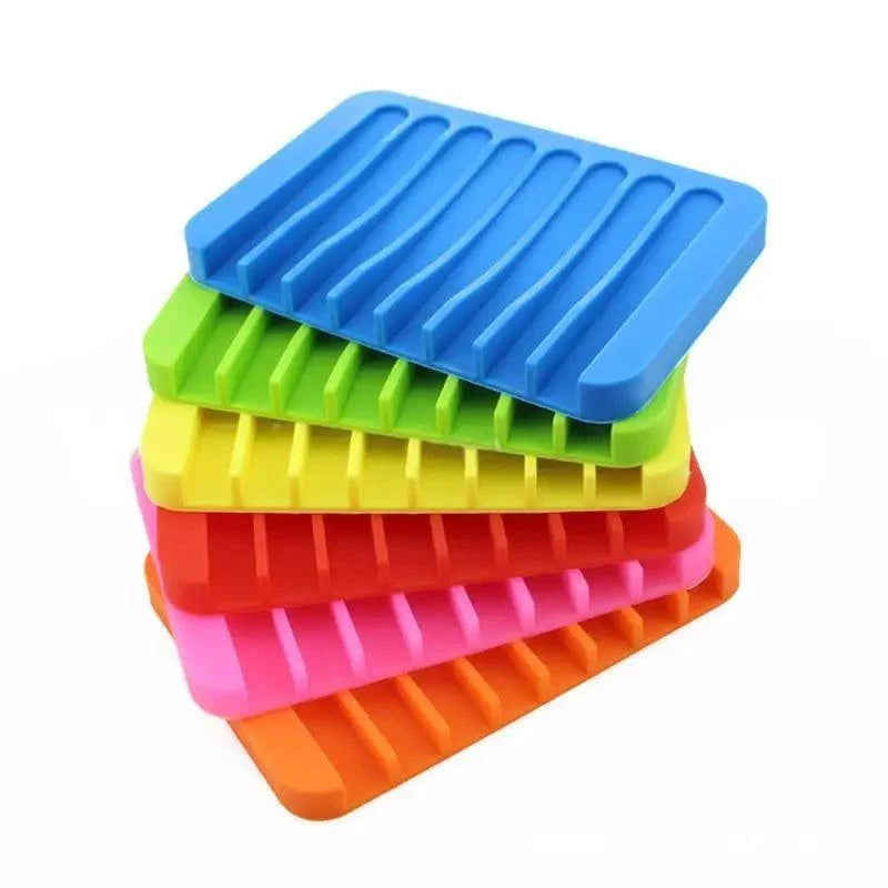 Anti-Skidding Home Improvement Silicone Flexible Bathroom Fixtures Bathroom Hardware Tray Soap Dish for Shower Waterfall Soap Holder Soap Tray Soap Saver Drainer Flexible Silicone For Shower Bathroom Kitchen Counter Top Keep Soap Bars Dry Clean Easy Clean