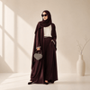 Archive Piece Abaya With Satin Shirt And Rhinestone Trousers - MP002 (Size M Only)
