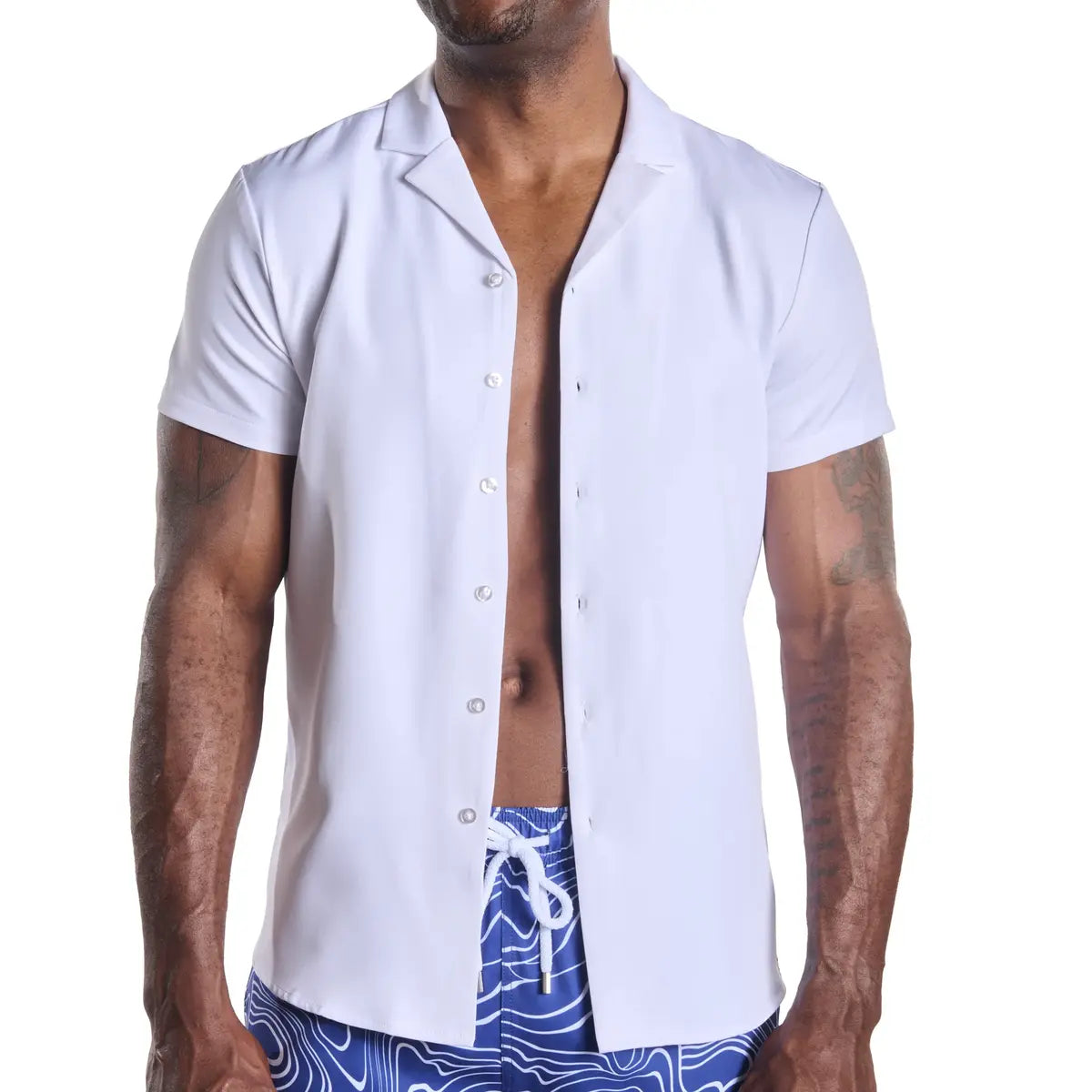 Men’s Short Sleeve Tailored Fit Button-Down Shirt – Arctic White