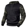 Army Green Men Military Hoodies Autumn Winter Hooded Sweatshirts Men's Pullover Hoodie Blend Fleece Long Sleeve Contrast Color Military Sweatshirt with Pocket