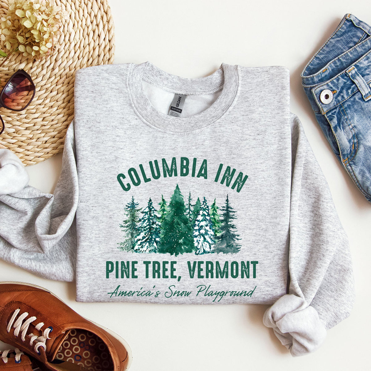 Columbia Inn White Christmas Movie Classic Musical Cozy Vintage Inspired Sweatshirt