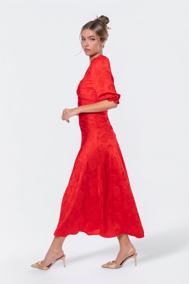 Audrey Dress Short Sleeve (Red Solid)