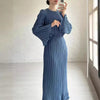 Autumn New Pleated Flared Sleeve Wedding Guest  Dress Abaya with Belt(MA193)
