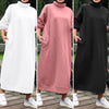 Autumn Winter  Lined Turtleneck Maxi Dress | Casual Sweatshirt Dress with Elastic Cuffs (MS138)