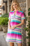 Colorful Full Size Striped Short Sleeve Mini Tee Dress Plus Size Casual Essential Summer Dress