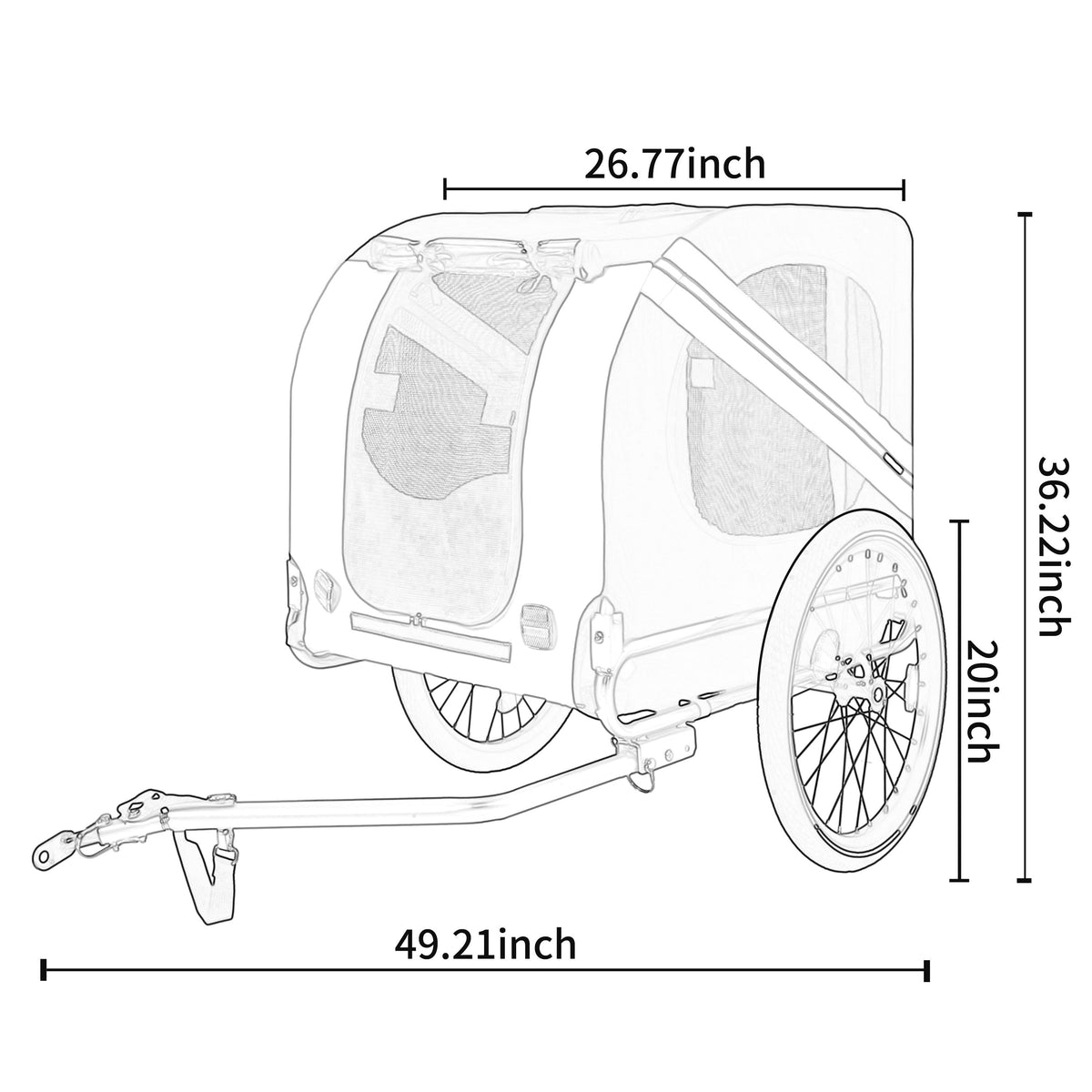 Large Folding Bike Trailer for Dogs – 66LB Capacity All-Terrain Pet Carrier, Durable Steel Frame for Cycling, Jogging, Camping & Outdoor Adventures, Black- Gray