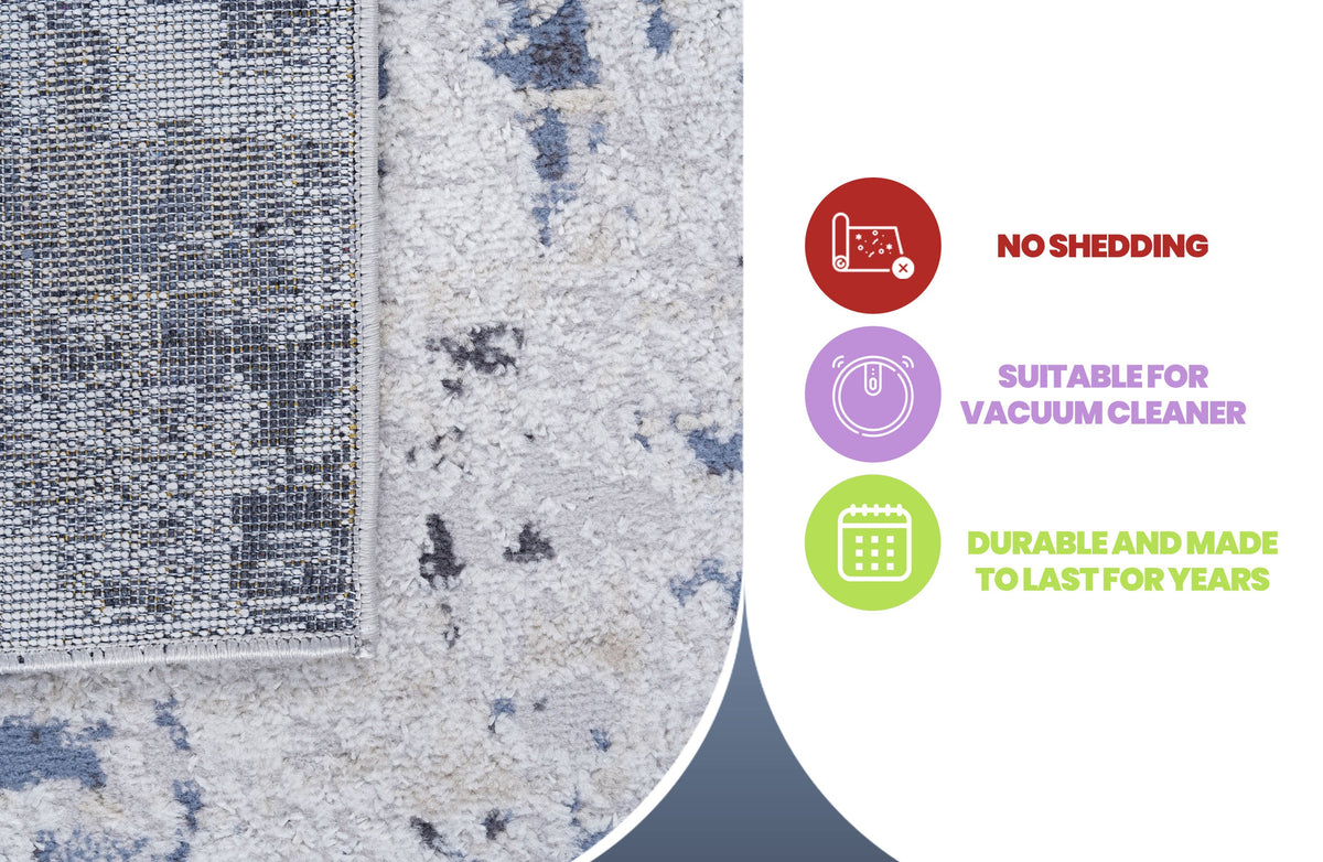 NAAR PAYAS Collection 8X10 Grey / Denim / Abstract Area Rug