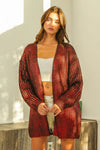 BiBi Metallic Knit V-neck Open Sweater Cardigan