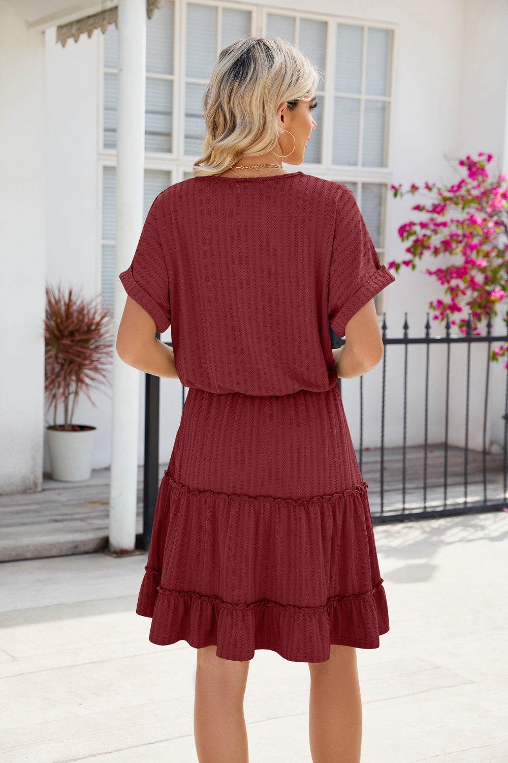 Short Sleeve Tiered Mini Dress Feminine & Flowy Modern Women Summer Dress