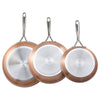 3 Piece Frying Pan Aluminum Skillet Set 8 10 12 in Handle Pre-Seasoned Grey
