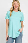 Zenana French Terry Washed Curved Hem Top