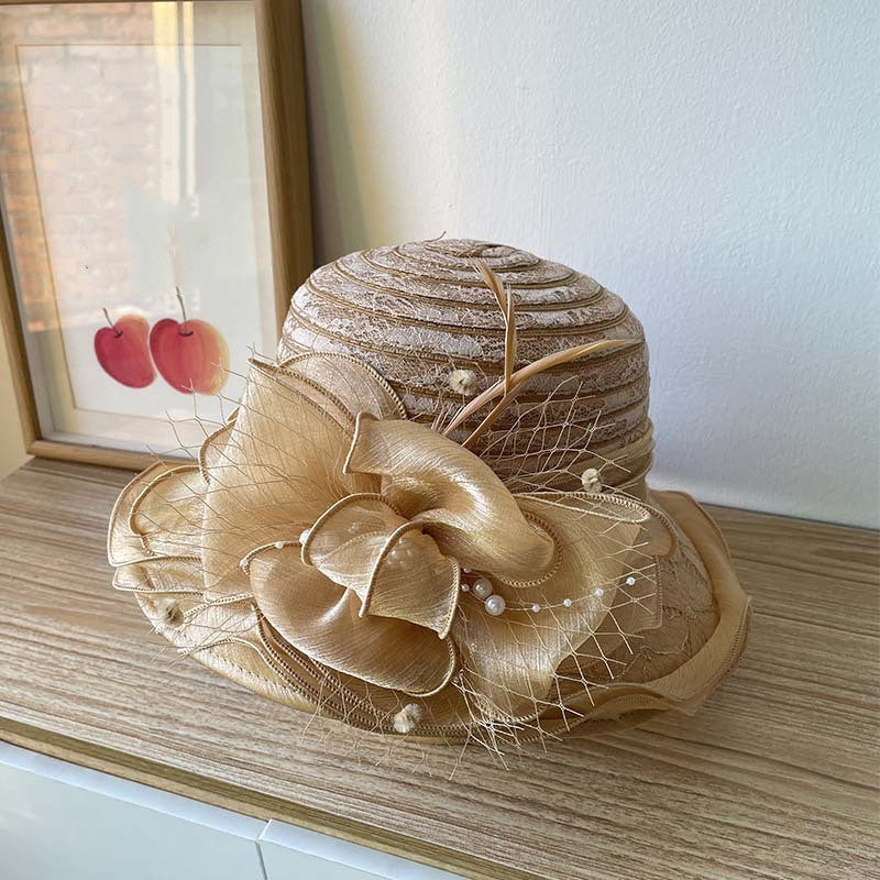 Mesh Straw Embroidered Beach Hat
