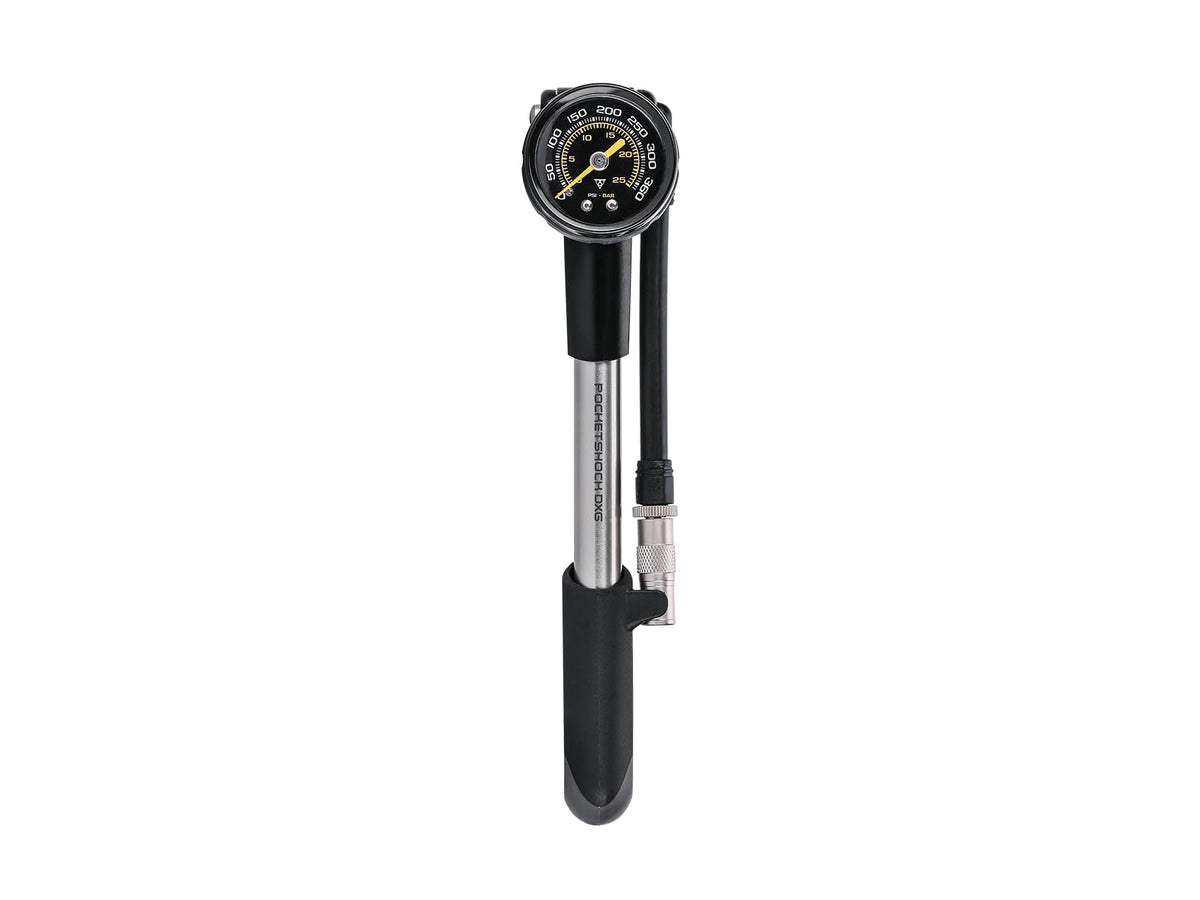 Topeak 360 PSI/24.8 Bar Pocket Shock DXG With Dial Gauge  Black/Silver