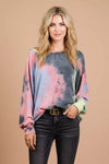 BiBi Tie Dye Terry Top With Dolman Sleeves