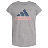 adidas Girls Big Short Sleeve Aeroready Poly Scoop Neck Tee T-Shirt Heathered Grey
