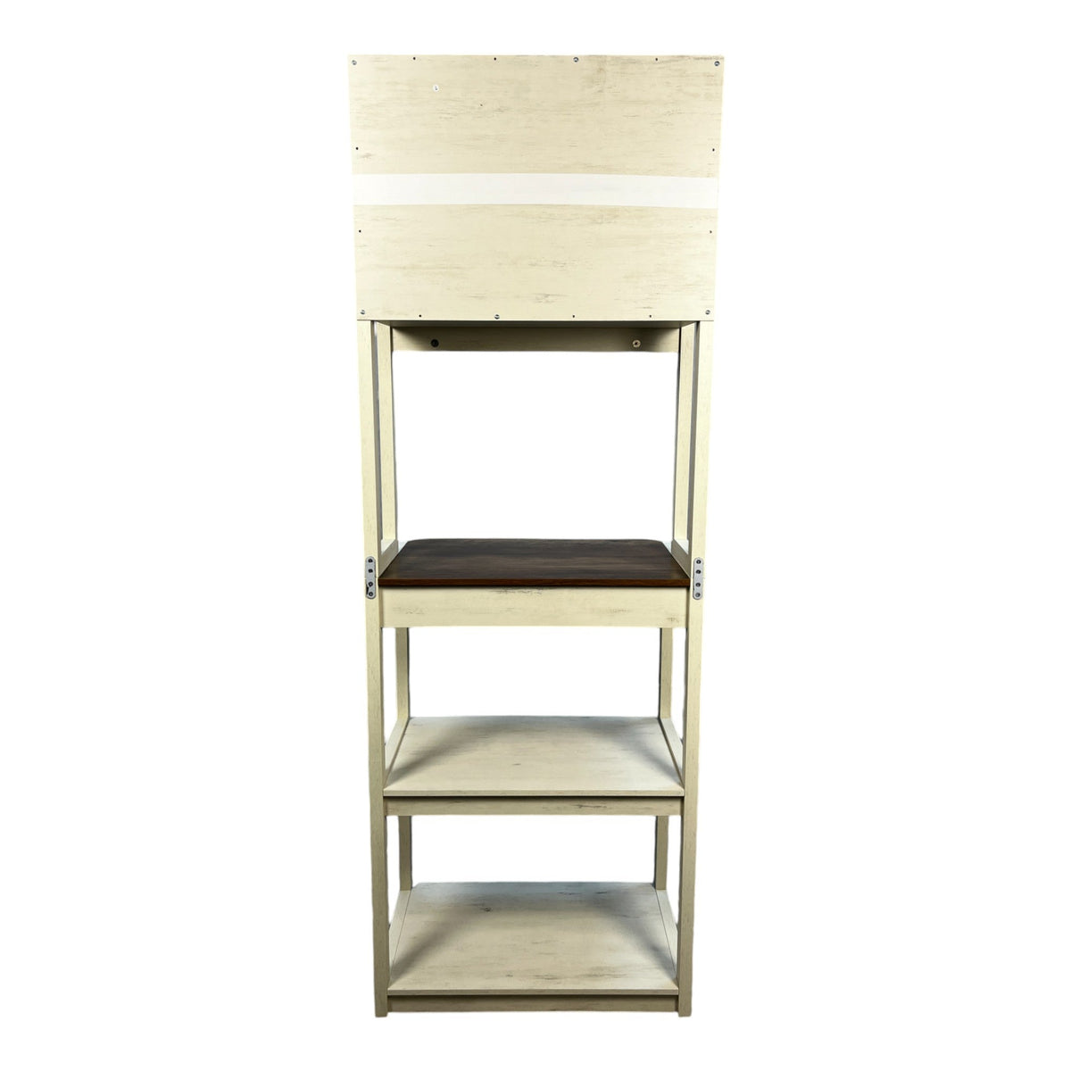 23.62' White and Rustic Brown color 5-Tier Bakers Rack for Kitchen with Storage, Coffee Bar, Kitchen Shelves,  Microwave Stand