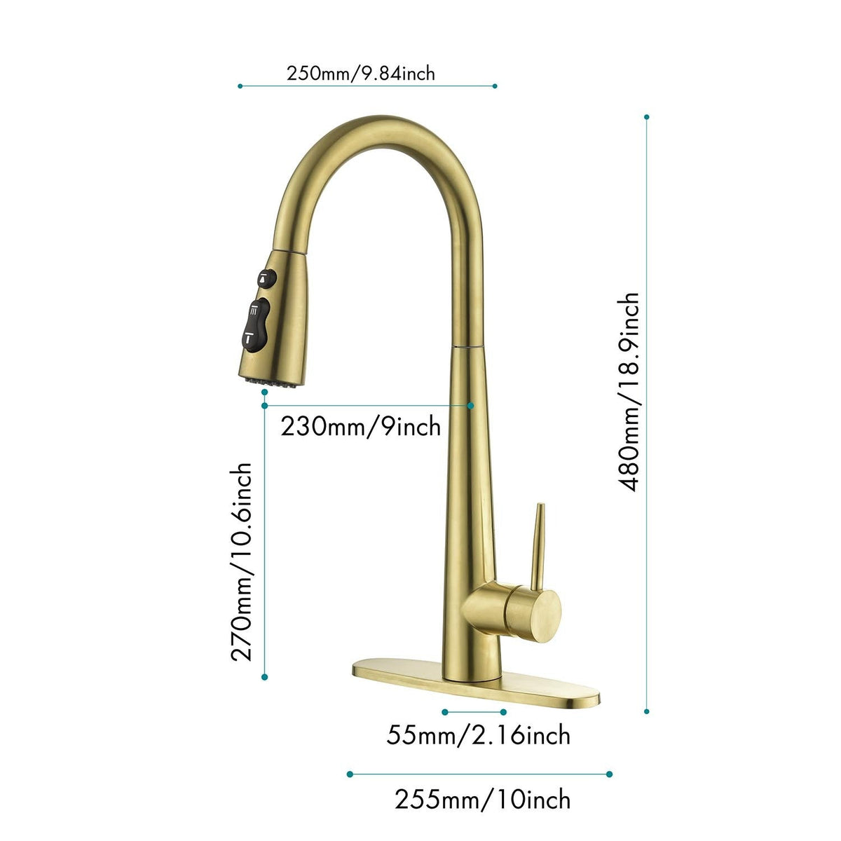 Single Handle Stainless Steel Kitchen Sink Faucet with Pull Down Sprayer