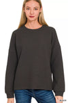Zenana Double Knit Round Neck Long Sleeve Top