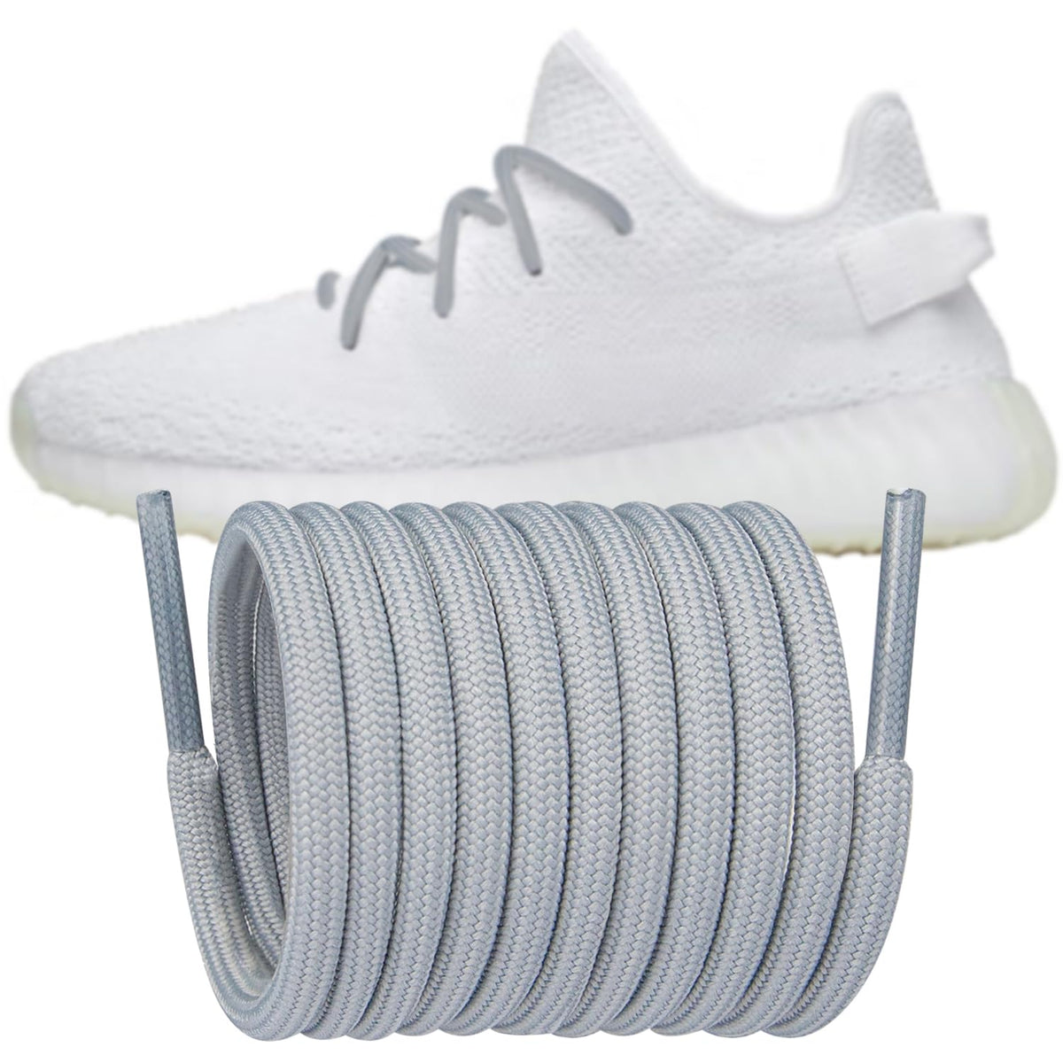 Endoto Shoelaces Replacement Round Laces for Adidas Yeezy Boost 350 V1/V2 380 500/500 HIGH 700 750 950 Sneaker Shoes(Color:GraySize:32Inch)