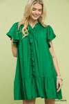 Umgee Smocked Ruffle Babydoll Mini Dress