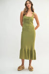 Ruffled Hem Sleeveless Crochet Knit Midi Dress For Women – Crochet Knit Dress, Unique Ruffled Hem Dress, Sleeveless Midi Dress, Summer Midi Dress, Elegant Crochet Dress