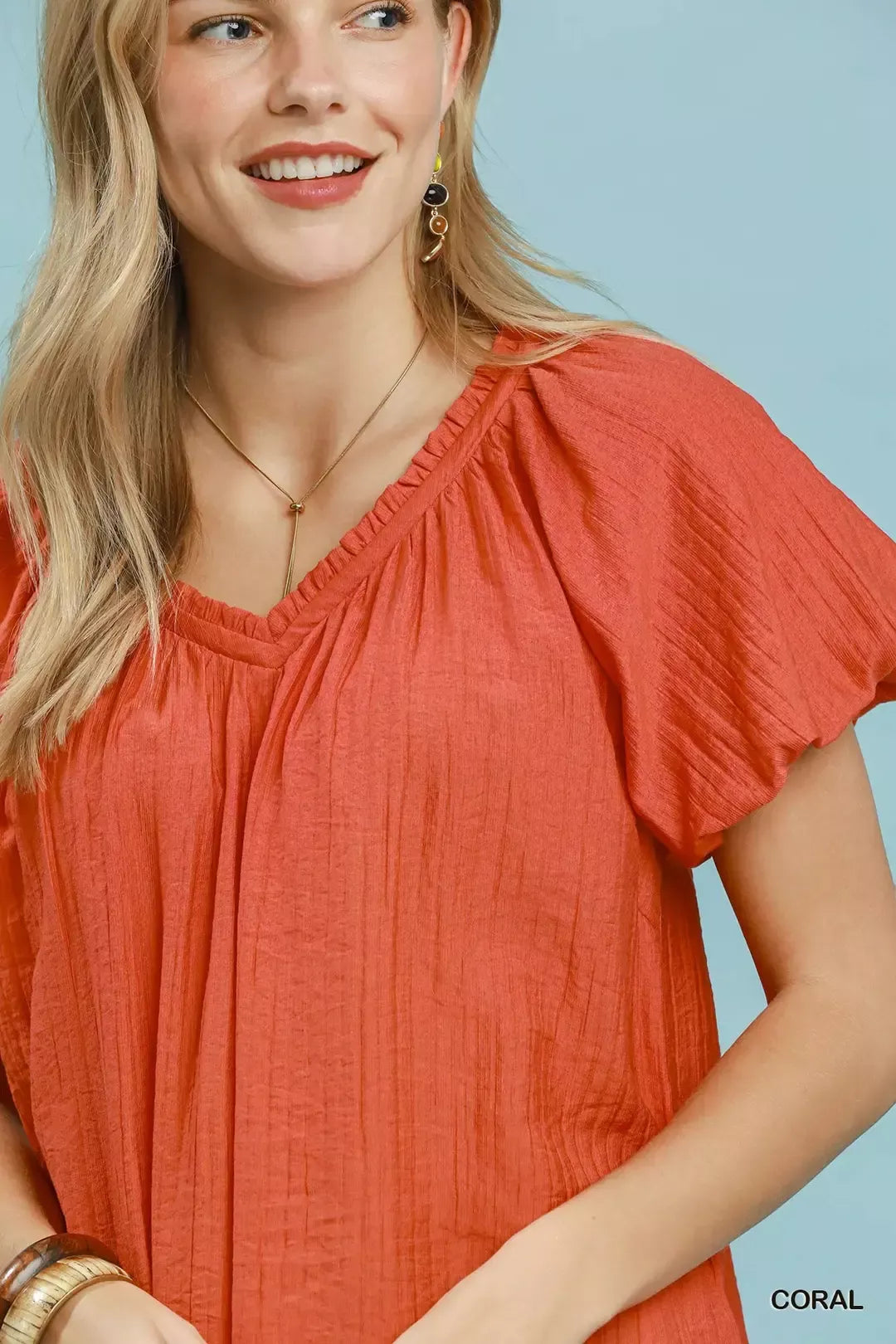 Umgee Gathered V-Neck Top