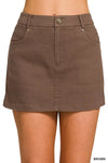 Zenana Cotton Twill Lined Mini Skirts