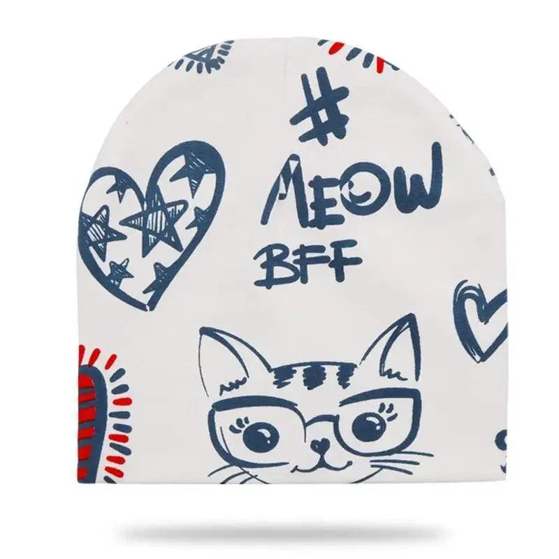 Baby Knit Cotton Cartoon Printed Baby Caps For Boys And Girls For Autumn And Winter Soft And Warm Cap