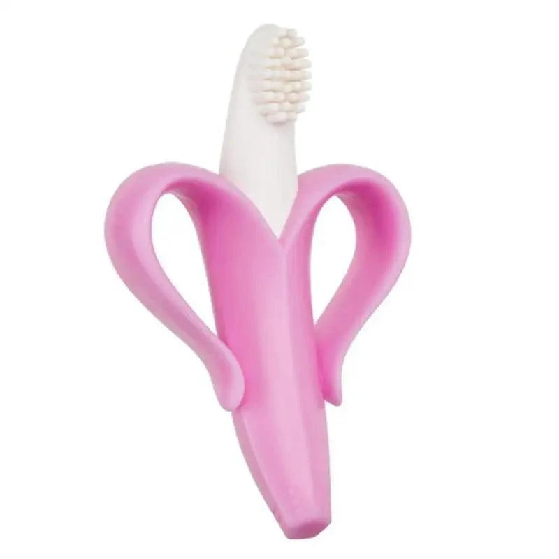 Baby Teether Toys Toddle Safe Banana Teething Ring Silicone Chew Dental Care Toothbrush Nursing Beads Gift For Infant