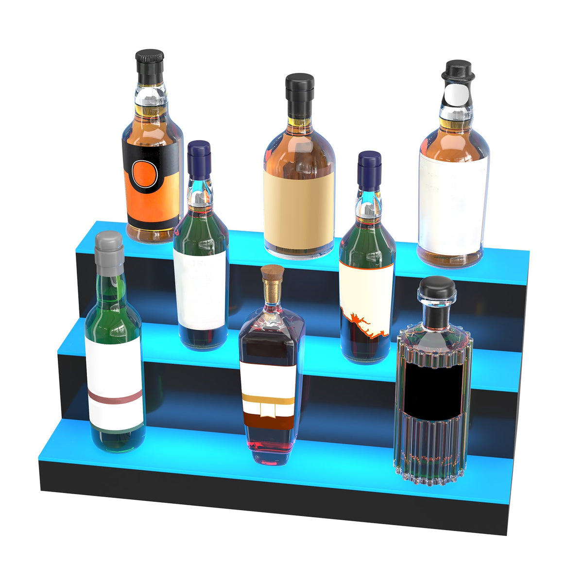 LED Lighted Liquor Bottle Display Bar Shelf RF & App Control 24' 3-Step