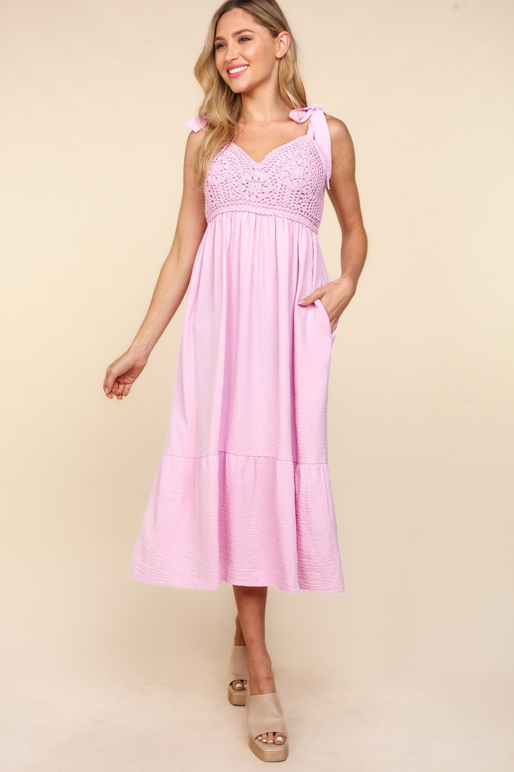Crochet Lace Ruffle Hem Cami Midi Dress – Crochet Lace Cami Dress, Ruffle Hem Midi Dress, Babydoll Midi Dress, Feminine Cami Dress, Timeless Lace Dress, Elegant Crochet Dress, Summer Cami Dress