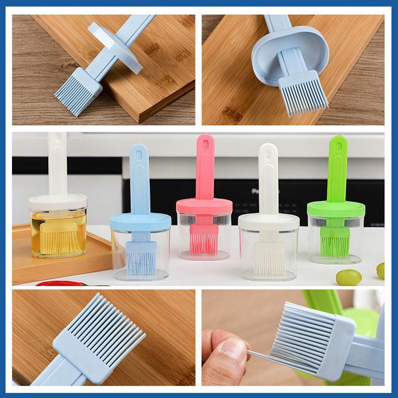 BBQ Brush Cleaning Nylon/Silicone Brush Baking Bread Cooking Oil Cream Tools Multipurpose Kitchen Utensil Tool Silicone Oil Bottle Brush Barbecue Portable Dining Restaurant Kitchen Cooking BBQ Accessories