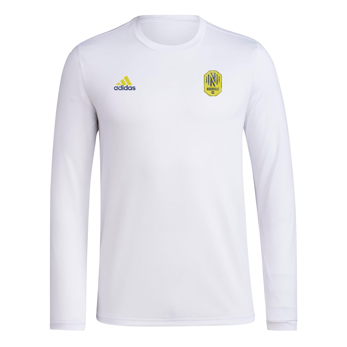 adidas Mens SC Long Sleeve Pre-Game T-Shirt White/Nashville Soccer Club 3X-Large