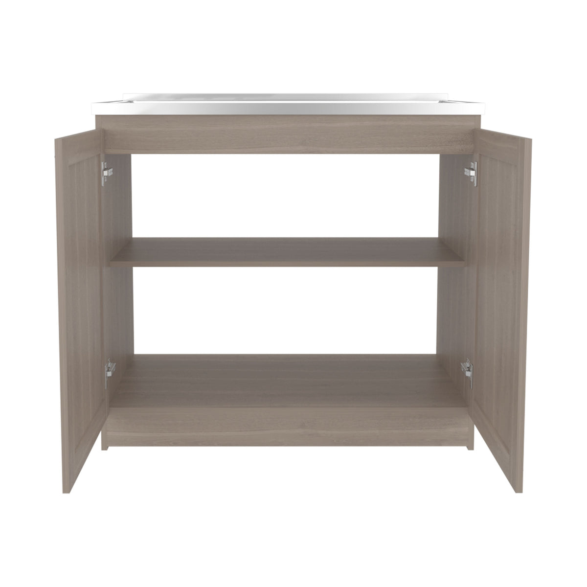 Utility Sink Cabinet 36' H, 2 Doors, 2 Shelves, White Oak - Kitchen