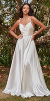 Cinderella Divine BD104W Ravishing Cowl A-Line Satin Gown