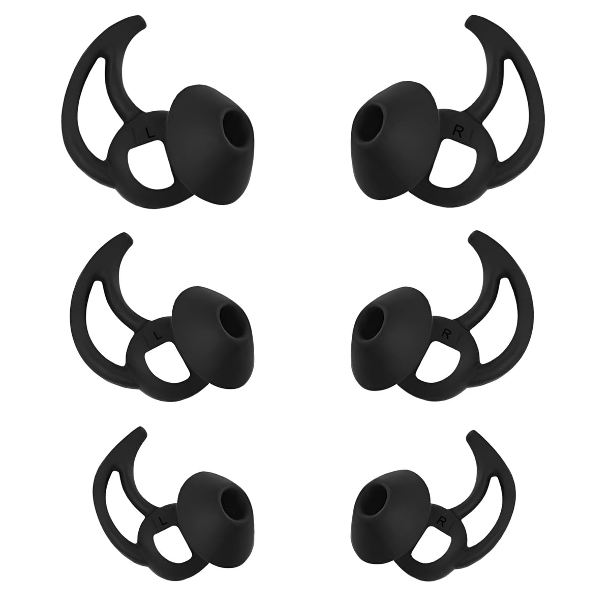WKYMY Earbud Replacement Tips Silicone Earbud Tips Earbud Caps Compatible with Bose Quietcomfort and Sport Headphone Ear Tips Earbud Rubber Tips 3 Pairs S M L Black