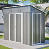 4x8 Slope-Roof Reinforced Storage Shed with Weatherproof Sloping Roof & 4 Air Vents, Heavy-Duty Sturdy Metal Frame, Left/Right Optional Door, Outdoor Tool Shed Warehouse for Garden Storage Pet House