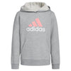 adidas Girls Long Sleeve Graphic Fleece Hooded Pullover Medium Grey Heather Pastel