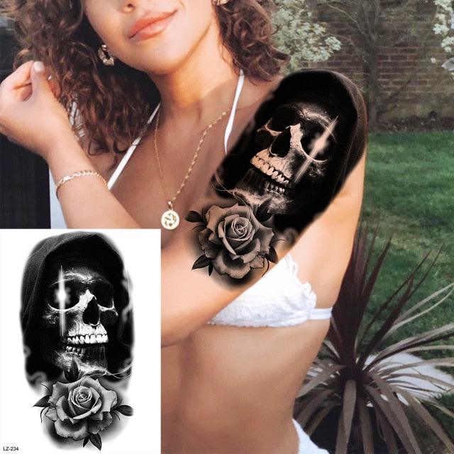 Big Black Tiger Tattoos Waterproof Leopard Tatoos Large Monster Body Arm Legs Tattoo Cool Tiger Face Temporary Tattoos For Women Men