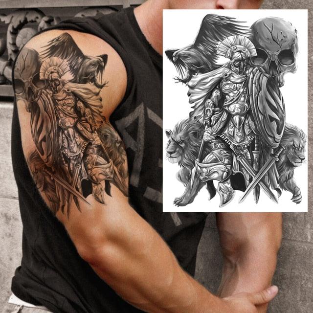 Big Black Tiger Tattoos Waterproof Leopard Tatoos Large Monster Body Arm Legs Tattoo Cool Tiger Face Temporary Tattoos For Women Men