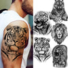 Big Black Tiger Tattoos Waterproof Leopard Tatoos Large Monster Body Arm Legs Tattoo Cool Tiger Face Temporary Tattoos For Women Men