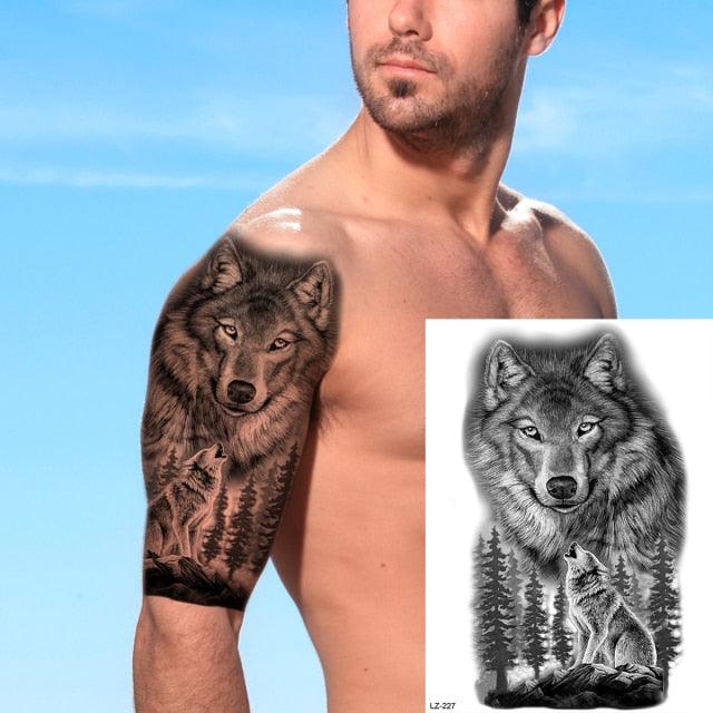 Big Black Tiger Tattoos Waterproof Leopard Tatoos Large Monster Body Arm Legs Tattoo Cool Tiger Face Temporary Tattoos For Women Men