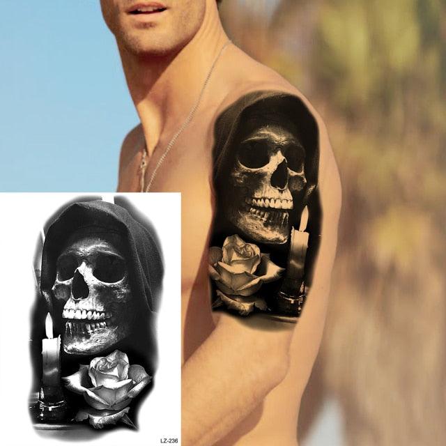 Big Black Tiger Tattoos Waterproof Leopard Tatoos Large Monster Body Arm Legs Tattoo Cool Tiger Face Temporary Tattoos For Women Men